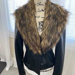 G by guess faux fur/leather jacket
